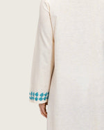 Soft Melon Linen Kaftan with Hand Embellishments and Scalloped Edges - Noētic