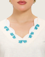 Soft Melon Linen Kaftan with Hand Embellishments and Scalloped Edges - Noētic