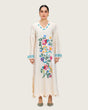Soft Melon Linen Kaftan with Hand Embellishments and Scalloped Edges - Noētic