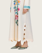 Soft Melon Linen Kaftan with Hand Embellishments and Scalloped Edges - Noētic