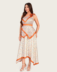 Statement Satin One-Shoulder Dress with Artistic Print & Bow Detail - Noētic