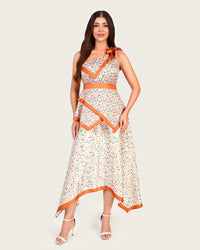 Statement Satin One-Shoulder Dress with Artistic Print & Bow Detail - Noētic