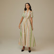 Striped Floral Linen Dress - Noētic