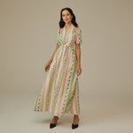 Striped Floral Linen Dress - Noētic