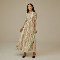 Striped Floral Linen Dress - Noētic