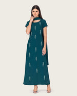 Teal Green Maxi Dress with Beaded Embellishments - Noētic