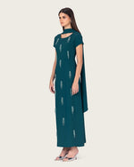 Teal Green Maxi Dress with Beaded Embellishments - Noētic