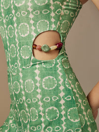 The Beaded Cutout two-piece Swim Set – Pistachio Print - Noētic
