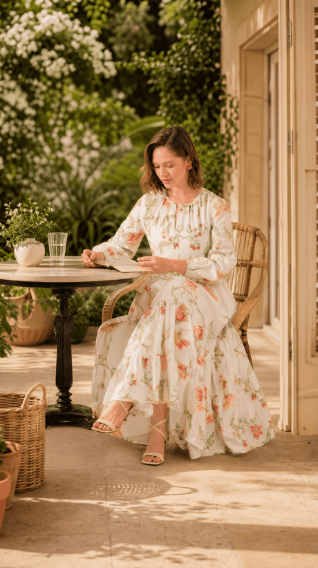 Timeless Modest Floral Printed Dress - Noētic