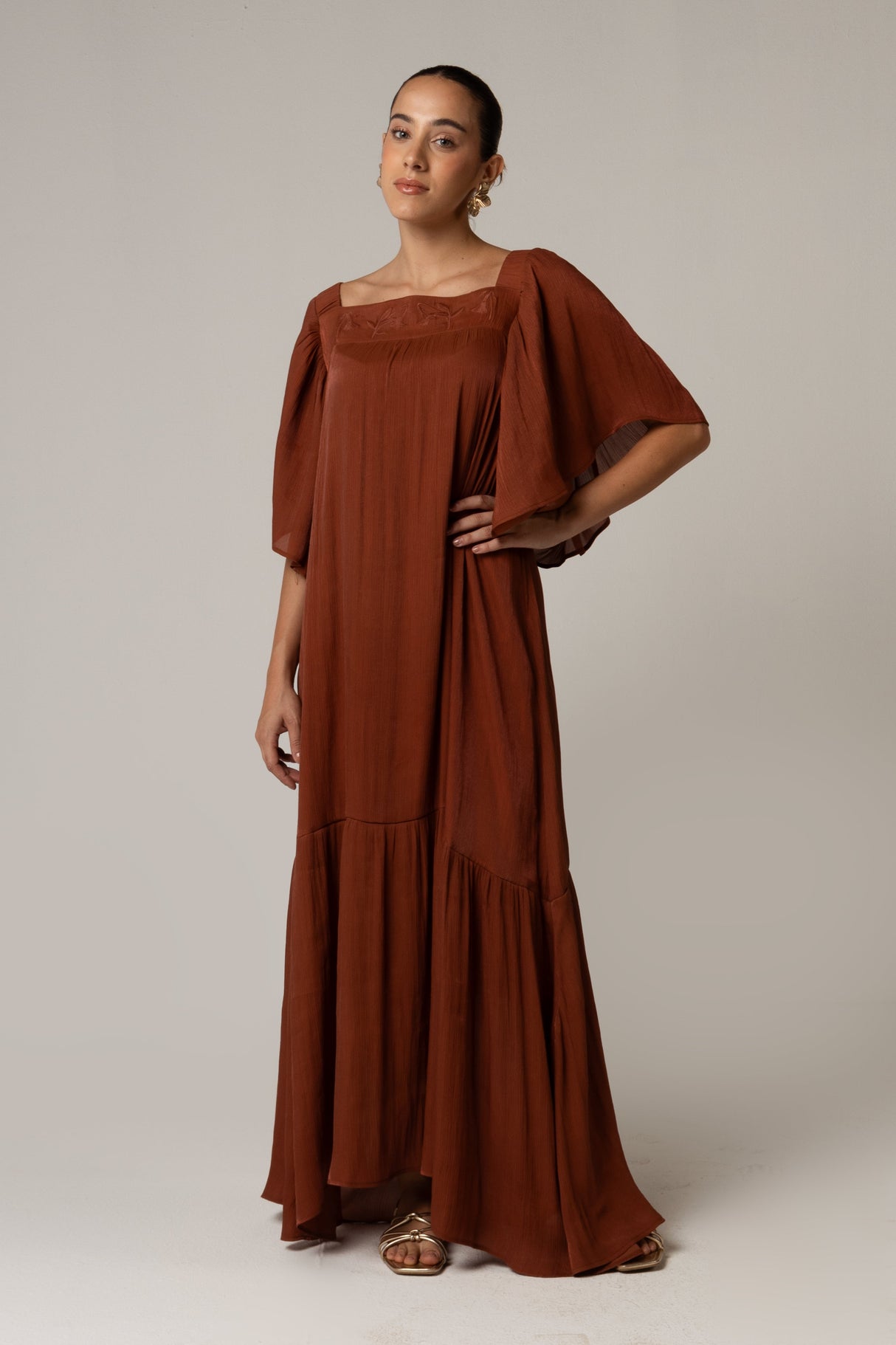 Tonal Embroidered Maxi Dress - Noētic