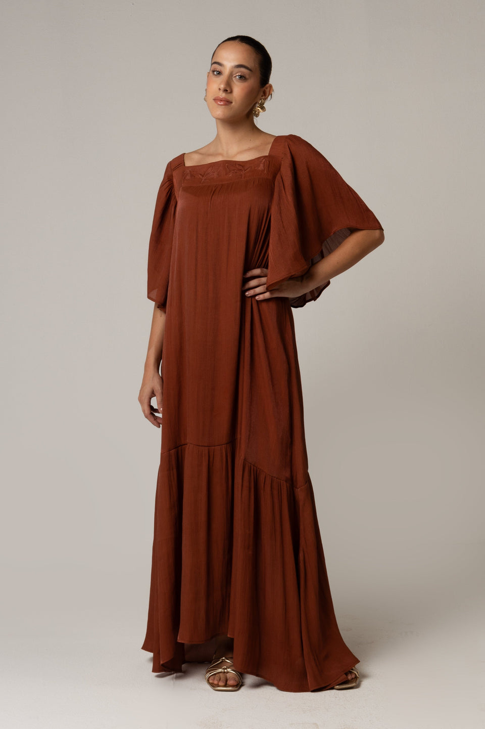 Tonal Embroidered Maxi Dress - Noētic
