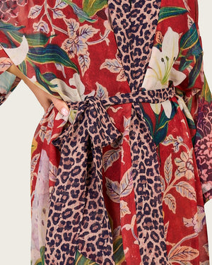 Tropical Bloom Chiffon Wrap Cover-Up Dress - Noētic