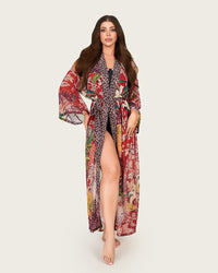 Tropical Bloom Chiffon Wrap Cover-Up Dress - Noētic