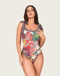 Tropical Leopard Swimsuit Set with Skirt Cover-Up - Noētic