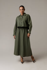 Twill Shirt & Skirt Set - Green - Noētic