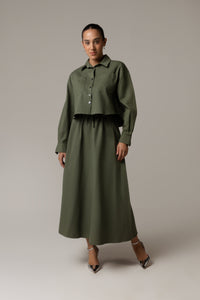 Twill Shirt & Skirt Set - Green - Noētic