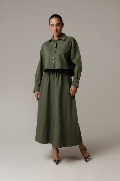 Twill Shirt & Skirt Set - Green - Noētic