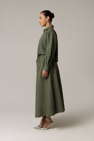 Twill Shirt & Skirt Set - Green - Noētic