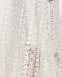 White Embroidered Lace Maxi Kaftan with Handmade Tassels - Noētic
