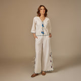 White Hand Beaded Fish Decorated Cotton Set