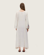 White Maxi Net Fabric Kaftan with Floral Embroidery - Noētic