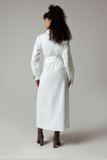White Poplin Shirt with Tie Belt Dress - Noētic