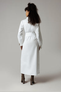White Poplin Shirt with Tie Belt Dress - Noētic