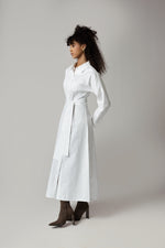 White Poplin Shirt with Tie Belt Dress - Noētic