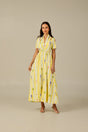 Yellow with Vibrant Summery Print Lightweight Linen Dress - Noētic