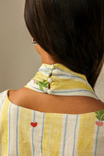 Yellow with Vibrant Summery Print Lightweight Linen Dress - Noētic
